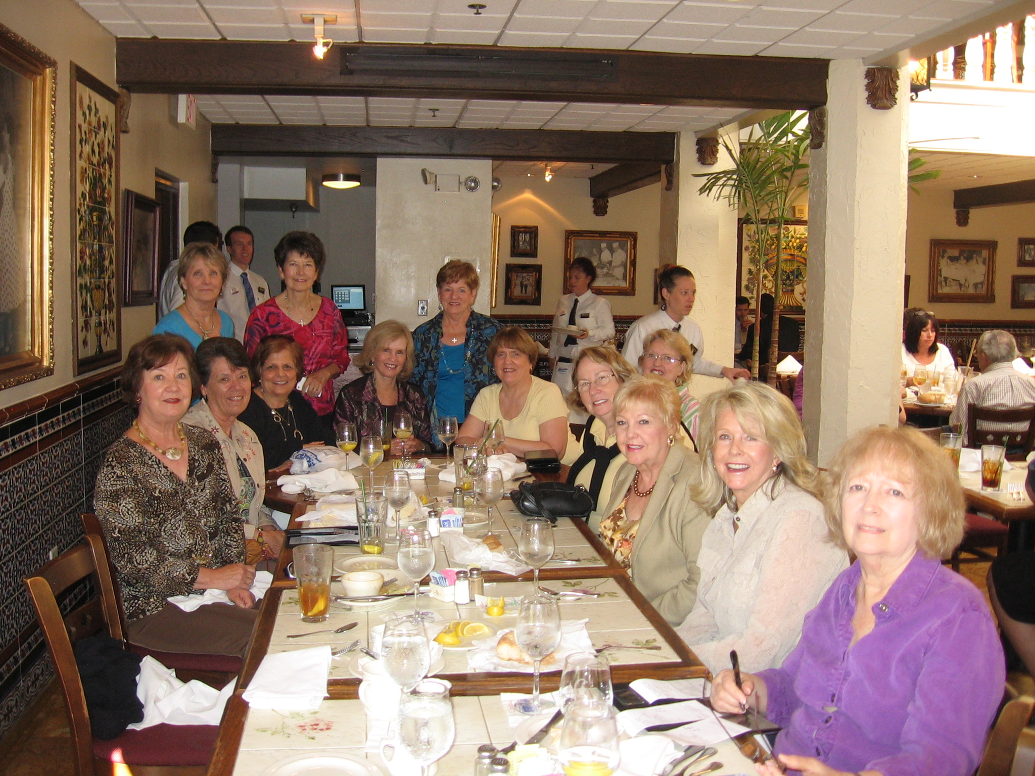 Ladies' lunch gathering at the Columbia in St. Augustine, November 15, 2011.  From left to right:  Elaine Hazlehurst Rae, Faye Johnson Barrow, Loretta Gay Weirauch, Madelaine Mackoul Cosgrove, Mary Kay Cowart Montford, Patsy Rhodes Johnson, Beth Ann LeGat